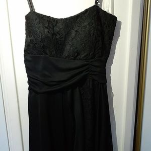 Black Lace Body Con High Low Dress